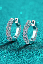 Moissanite Covered Huggie Earrings - Rhodium Vermeil- Claude Jewelry Moissanite - Shop claudejewelry.com