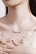 Moissanite Curved Bar Necklace - Rhodium Vermeil- Claude Jewelry Moissanite - Shop claudejewelry.com