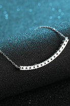 Moissanite Curved Bar Necklace - Rhodium Vermeil- Claude Jewelry Moissanite - Shop claudejewelry.com