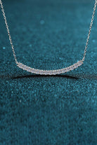 Moissanite Curved Bar Necklace - Rhodium Vermeil- Claude Jewelry Moissanite - Shop claudejewelry.com