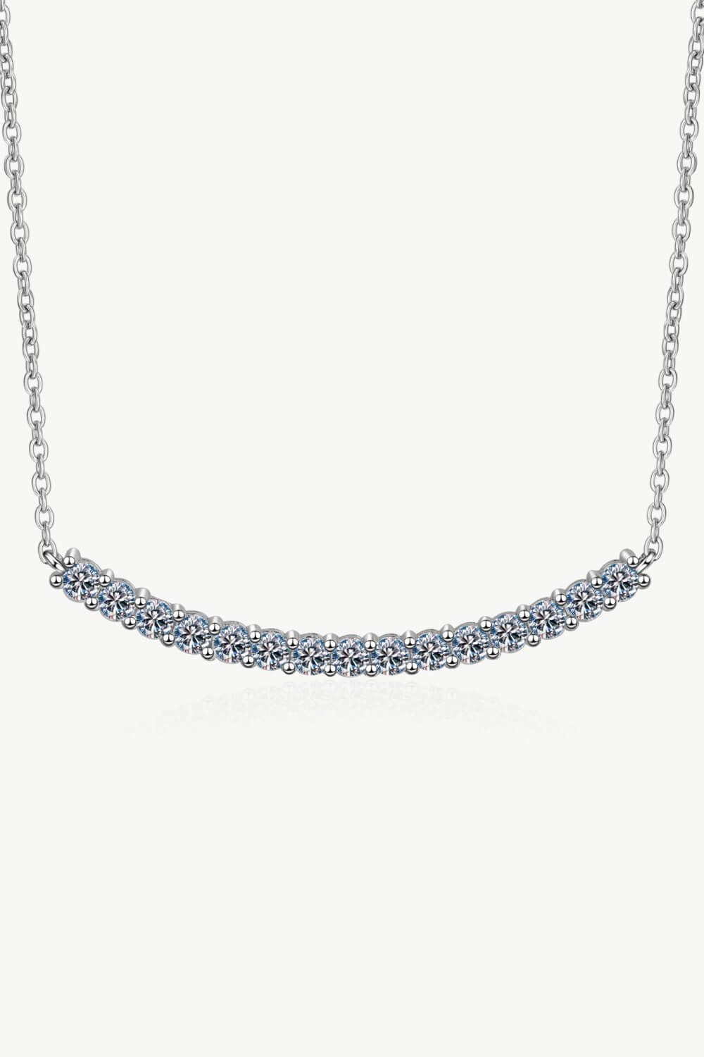 Moissanite Curved Bar Necklace - Rhodium Vermeil- Claude Jewelry Moissanite - Shop claudejewelry.com