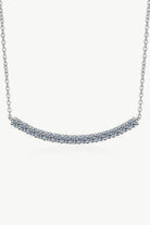 Moissanite Curved Bar Necklace - Rhodium Vermeil- Claude Jewelry Moissanite - Shop claudejewelry.com