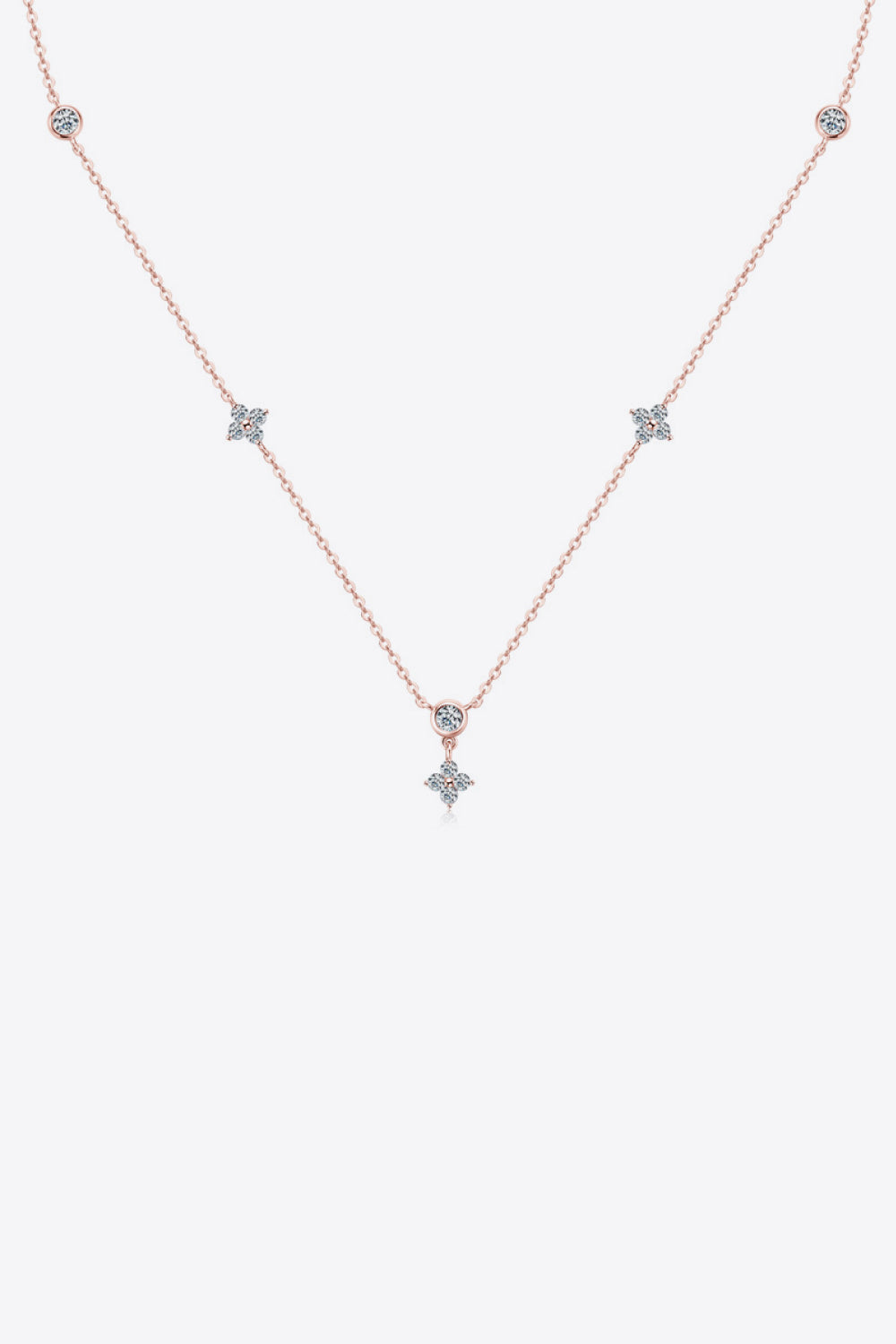 Moissanite Dispersed Stone Thin Necklace - 18k Rose Gold Vermeil- Claude Jewelry Moissanite - Shop claudejewelry.com