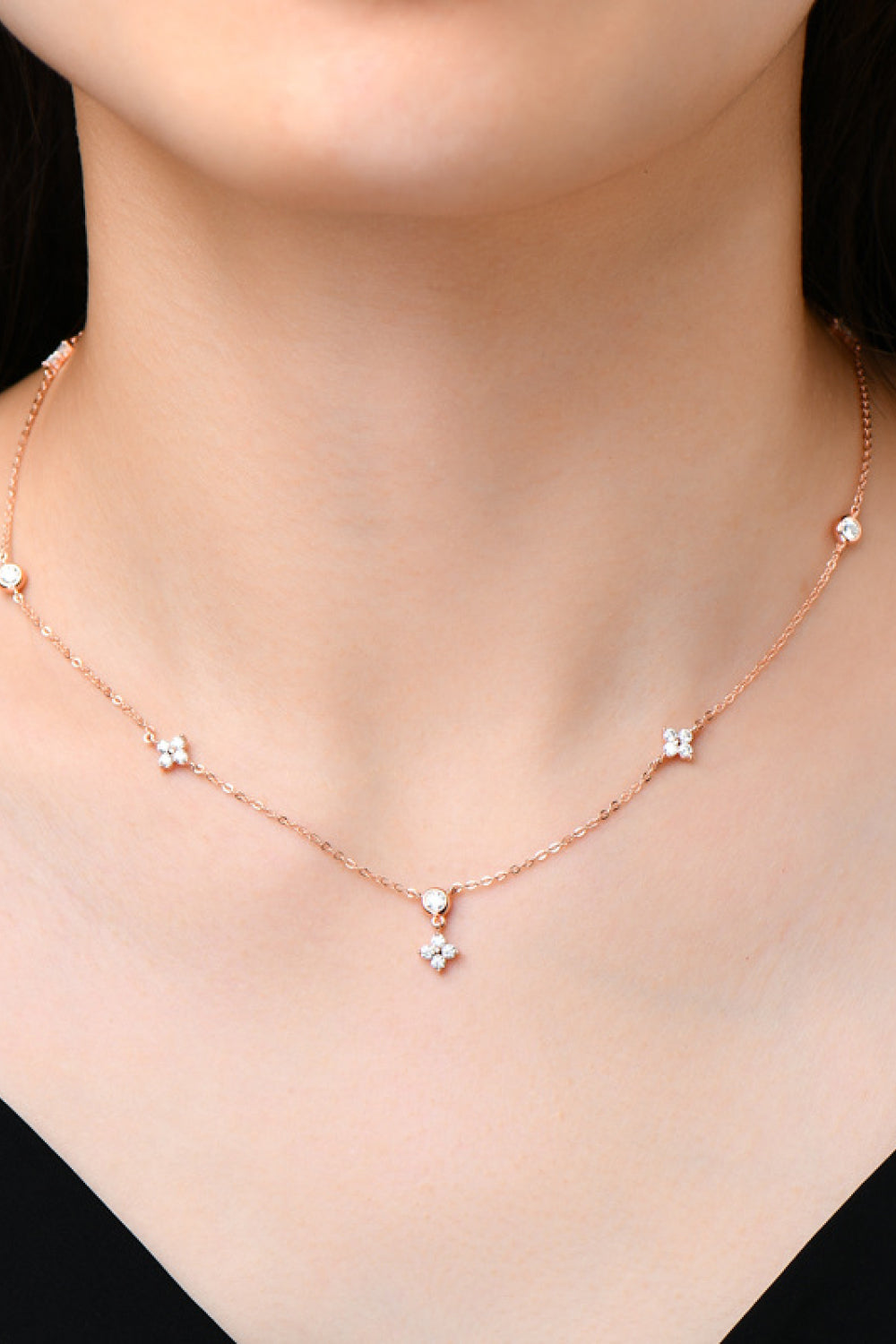 Moissanite Dispersed Stone Thin Necklace - - Claude Jewelry Moissanite - Shop claudejewelry.com