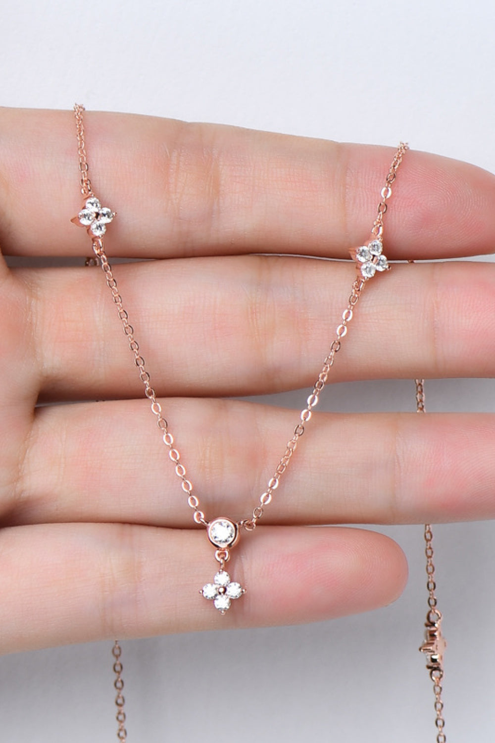 Moissanite Dispersed Stone Thin Necklace - - Claude Jewelry Moissanite - Shop claudejewelry.com