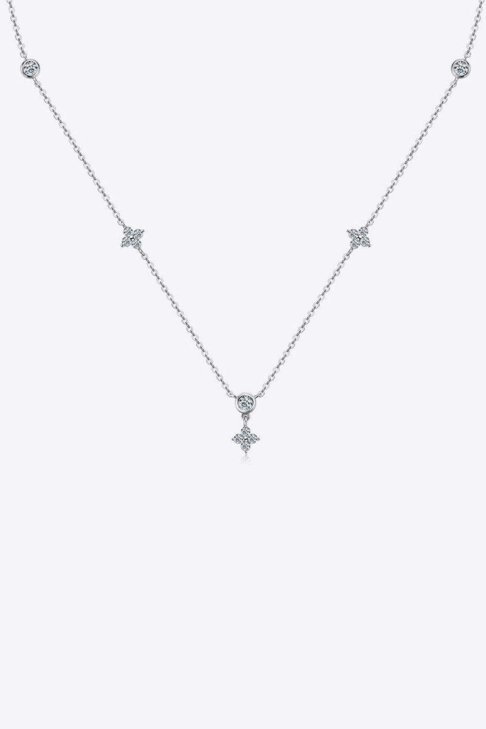 Moissanite Dispersed Stone Thin Necklace - Platinum Vermeil- Claude Jewelry Moissanite - Shop claudejewelry.com