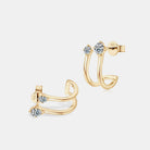 Moissanite Double C-Hoop Two Stone Earrings - 18k Gold Vermeil- Claude Jewelry Moissanite - Shop claudejewelry.com