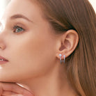 Moissanite Double C-Hoop Two Stone Earrings - - Claude Jewelry Moissanite - Shop claudejewelry.com