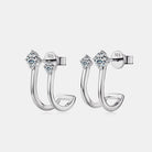 Moissanite Double C-Hoop Two Stone Earrings - - Claude Jewelry Moissanite - Shop claudejewelry.com