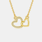 Moissanite Double Heart Necklace - 18k Gold Vermeil- Claude Jewelry Moissanite - Shop claudejewelry.com