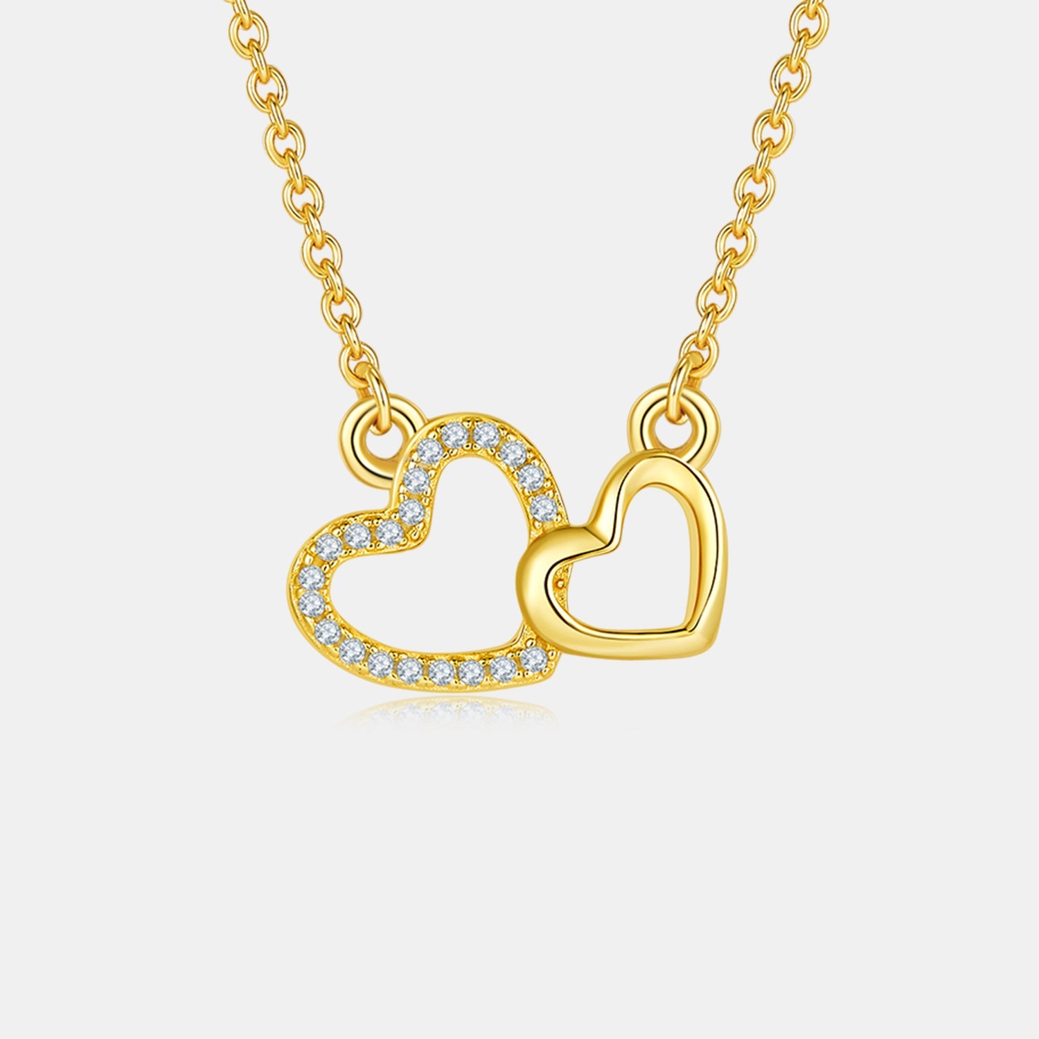 Moissanite Double Heart Necklace - 18k Gold Vermeil- Claude Jewelry Moissanite - Shop claudejewelry.com