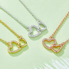 Moissanite Double Heart Necklace - - Claude Jewelry Moissanite - Shop claudejewelry.com