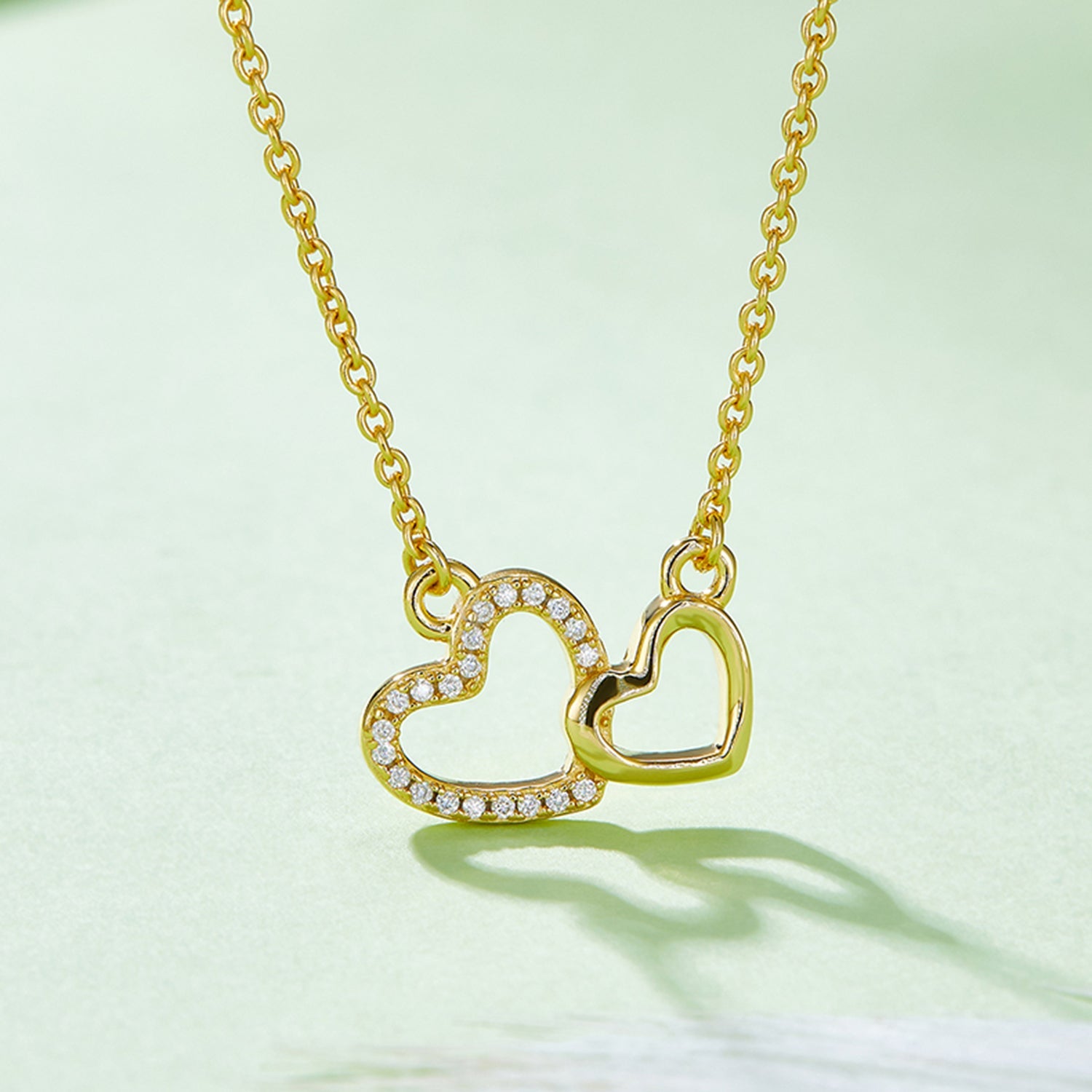 Moissanite Double Heart Necklace - - Claude Jewelry Moissanite - Shop claudejewelry.com