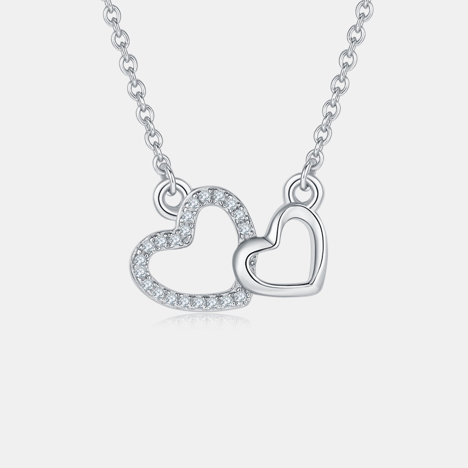 Moissanite Double Heart Necklace - 925 Sterling Silver- Claude Jewelry Moissanite - Shop claudejewelry.com