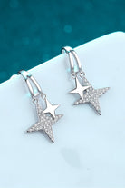 Moissanite Double Star Rhodium Vermeil Drop Earrings - Rhodium Vermeil- Claude Jewelry Moissanite - Shop claudejewelry.com