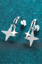 Moissanite Double Star Rhodium Vermeil Drop Earrings - Rhodium Vermeil- Claude Jewelry Moissanite - Shop claudejewelry.com