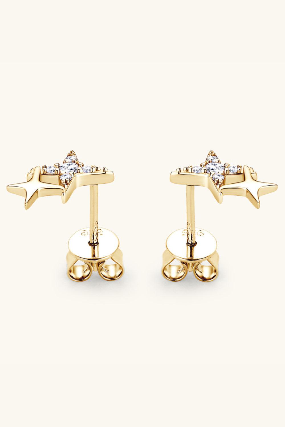 Moissanite Duo Star Pave Earrings - - Claude Jewelry Moissanite - Shop claudejewelry.com