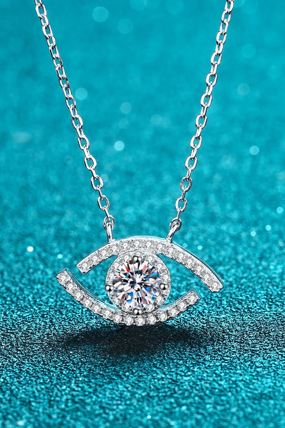 Moissanite Evil Eye Protection Pendant Necklace - Rhodium Vermeil- Claude Jewelry Moissanite - Shop claudejewelry.com