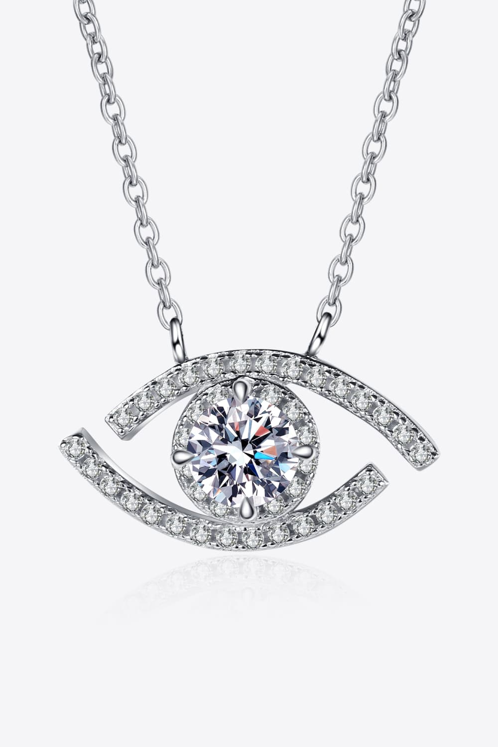 Moissanite Evil Eye Protection Pendant Necklace - Rhodium Vermeil- Claude Jewelry Moissanite - Shop claudejewelry.com