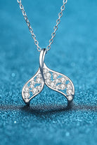 Moissanite Fishtail Pendant Rhodium Vermeil Necklace - Rhodium Vermeil- Claude Jewelry Moissanite - Shop claudejewelry.com