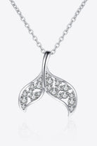 Moissanite Fishtail Pendant Rhodium Vermeil Necklace - Rhodium Vermeil- Claude Jewelry Moissanite - Shop claudejewelry.com