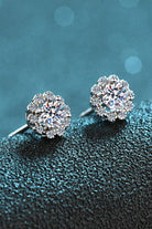 Moissanite Floral-Shaped Stud Earrings - Rhodium Vermeil- Claude Jewelry Moissanite - Shop claudejewelry.com