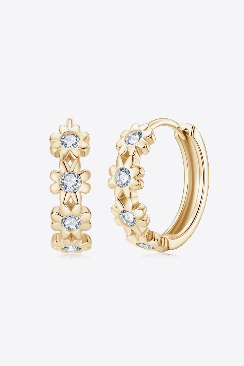 Moissanite Flower Crown Huggie Earrings - 18k Gold Vermeil- Claude Jewelry Moissanite - Shop claudejewelry.com