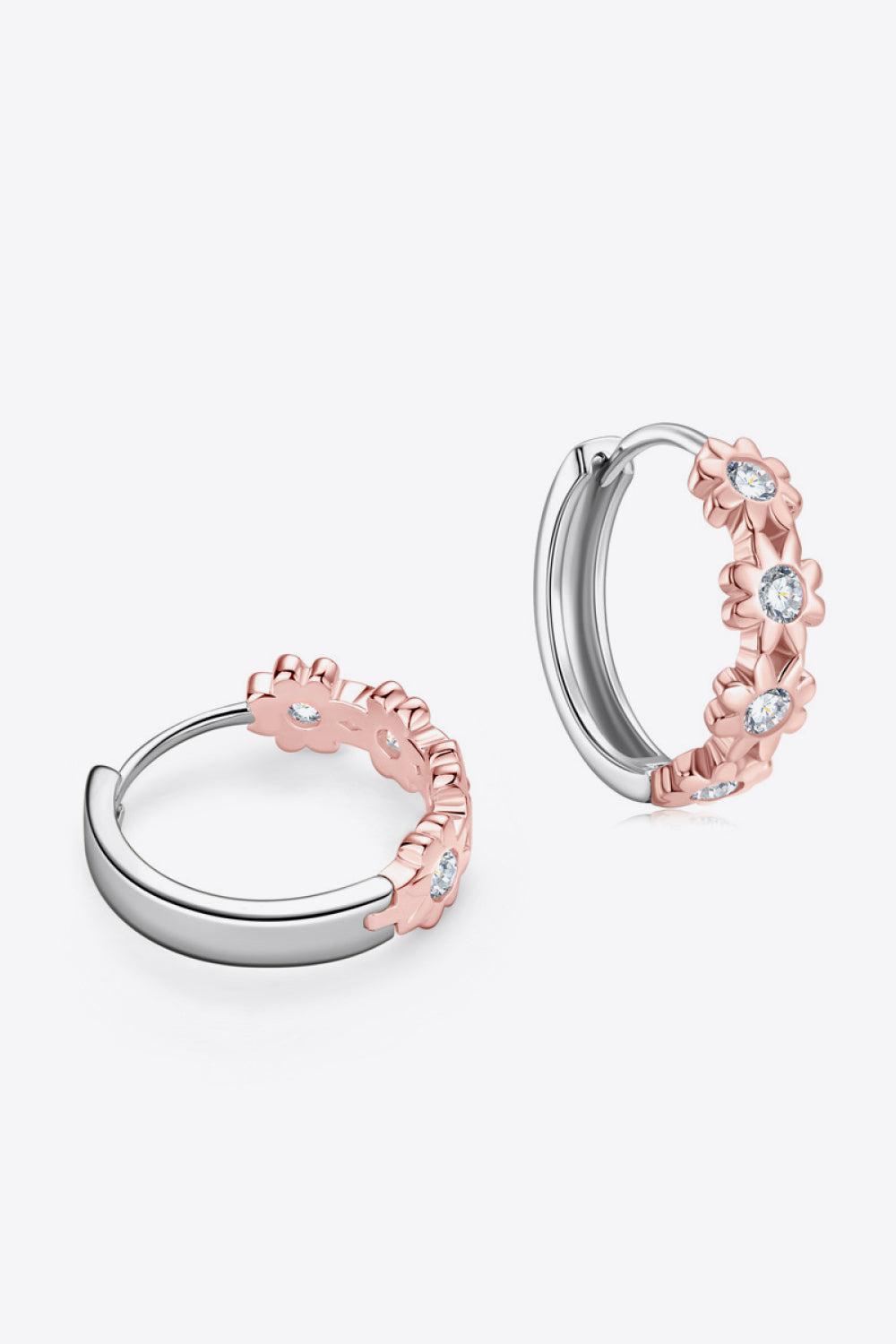 Moissanite Flower Crown Huggie Earrings - 18k Rose Gold Vermeil- Claude Jewelry Moissanite - Shop claudejewelry.com