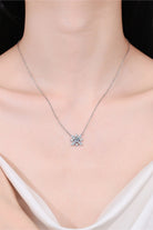 Moissanite Flower Rhodium Vermeil Necklace - Rhodium Vermeil- Claude Jewelry Moissanite - Shop claudejewelry.com