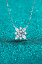 Moissanite Flower Rhodium Vermeil Necklace - Rhodium Vermeil- Claude Jewelry Moissanite - Shop claudejewelry.com