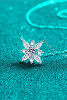 Moissanite Flower Rhodium Vermeil Necklace - Rhodium Vermeil- Claude Jewelry Moissanite - Shop claudejewelry.com