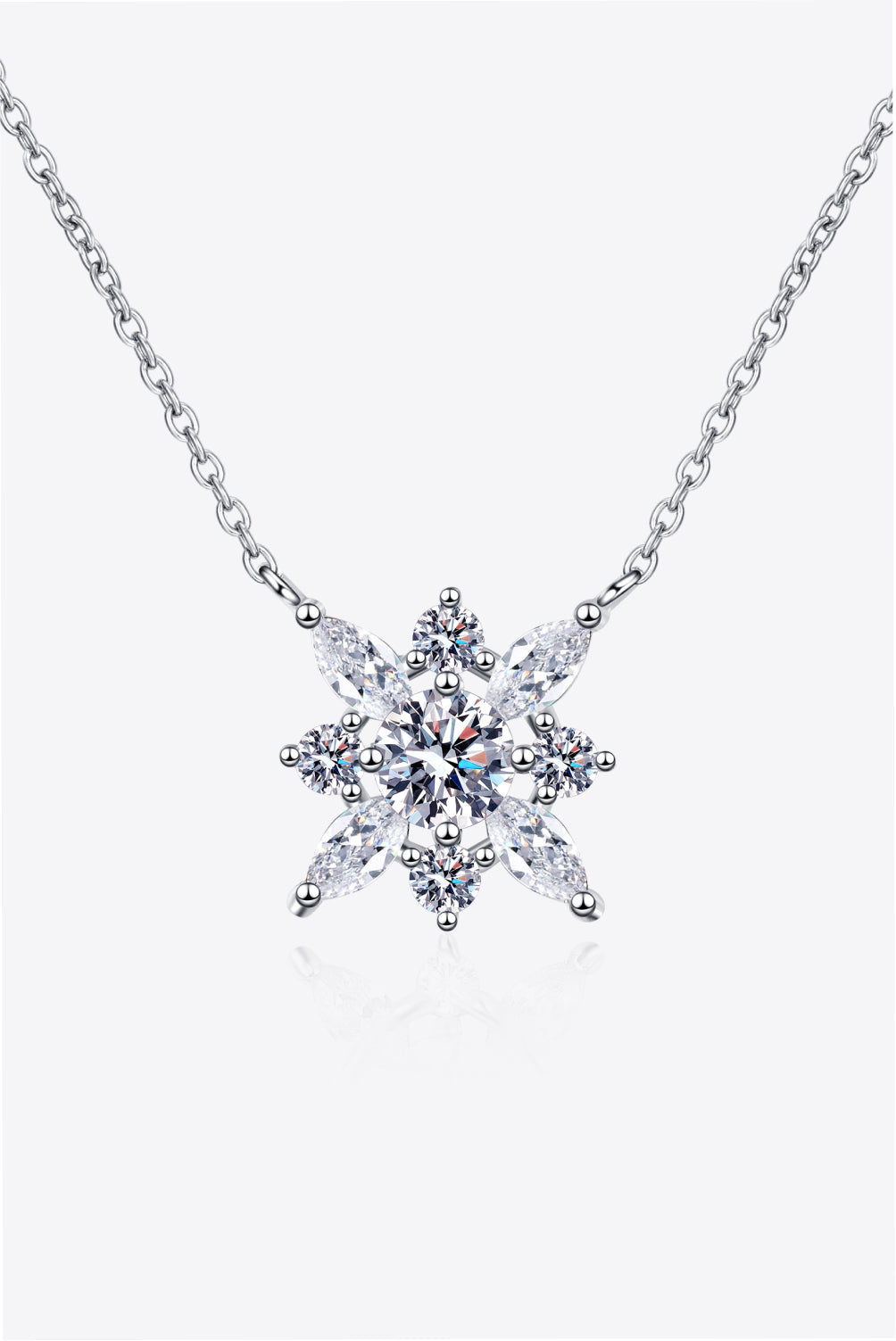 Moissanite Flower Rhodium Vermeil Necklace - Rhodium Vermeil- Claude Jewelry Moissanite - Shop claudejewelry.com