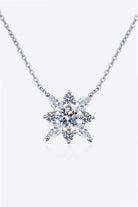 Moissanite Flower Rhodium Vermeil Necklace - Rhodium Vermeil- Claude Jewelry Moissanite - Shop claudejewelry.com