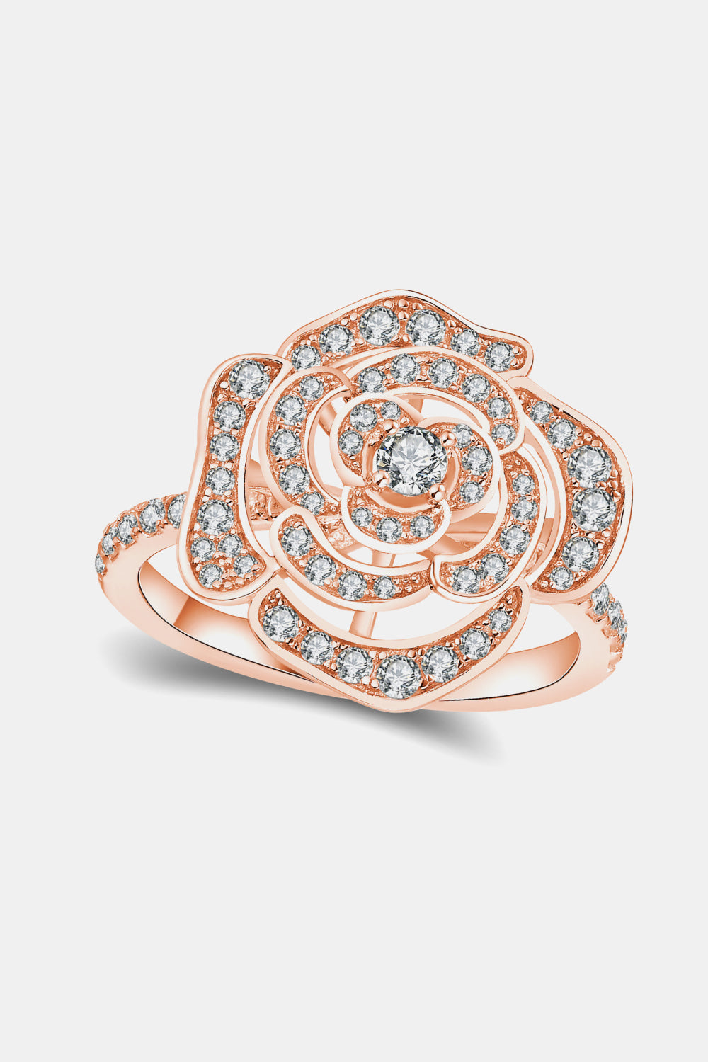 Moissanite Flower Shape Ring - 18k Rose Gold Vermeil-5- Claude Jewelry Moissanite - Shop claudejewelry.com