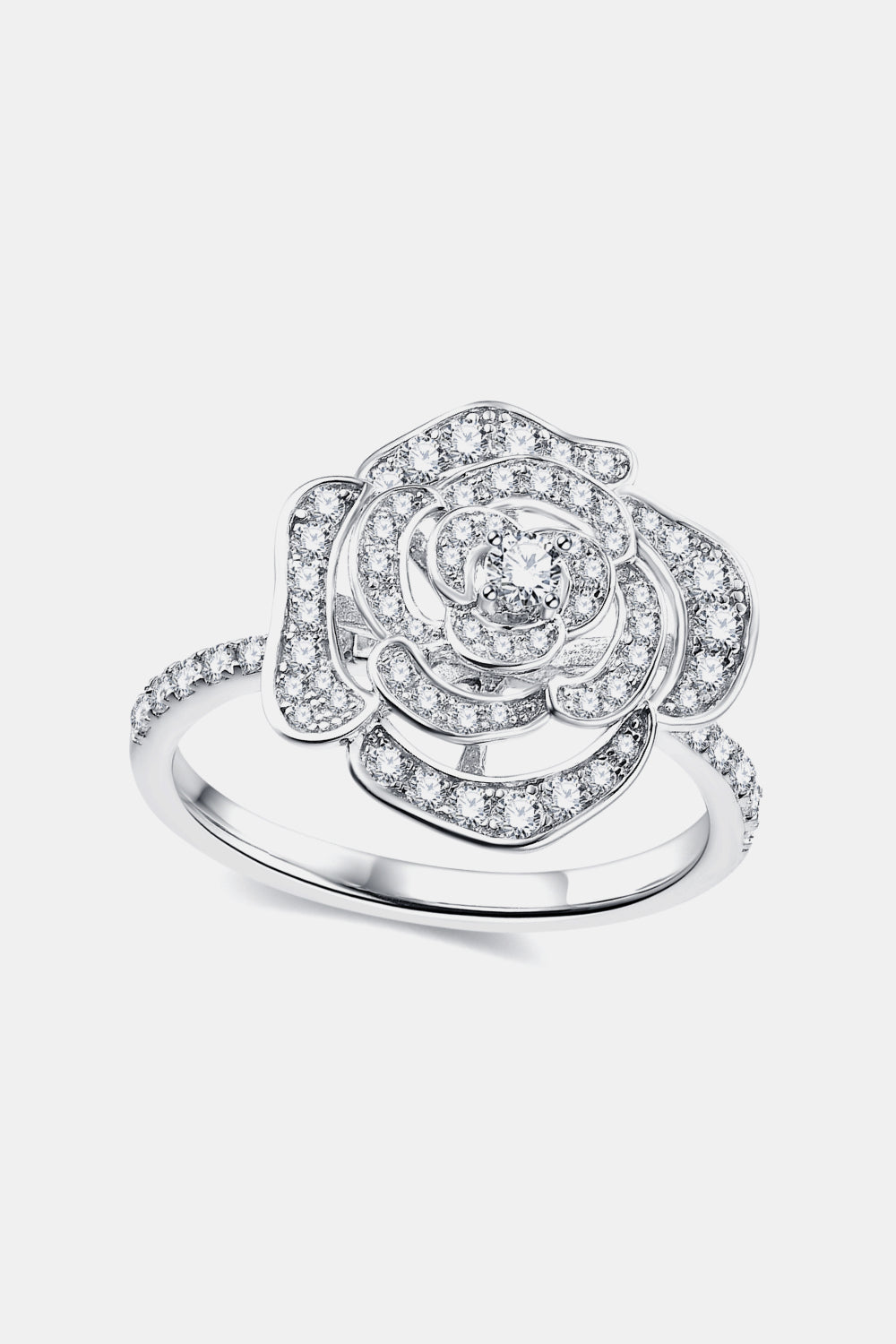 Moissanite Flower Shape Ring - Platinum Vermeil-5- Claude Jewelry Moissanite - Shop claudejewelry.com