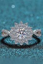 Moissanite Flower-Shape Split Shank Ring - - Claude Jewelry Moissanite - Shop claudejewelry.com