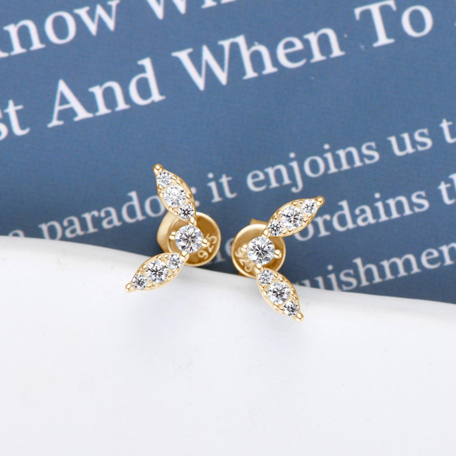 Moissanite Flutter Wings Stud Earrings - - Claude Jewelry Moissanite - Shop claudejewelry.com