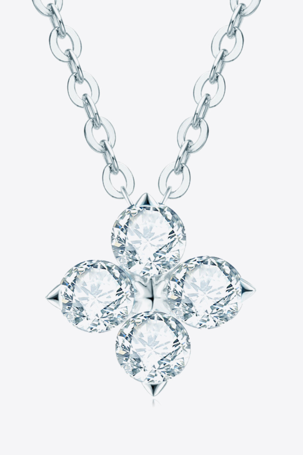 Moissanite Four Leaf Clover Pendant Necklace - Platinum Vermeil- Claude Jewelry Moissanite - Shop claudejewelry.com