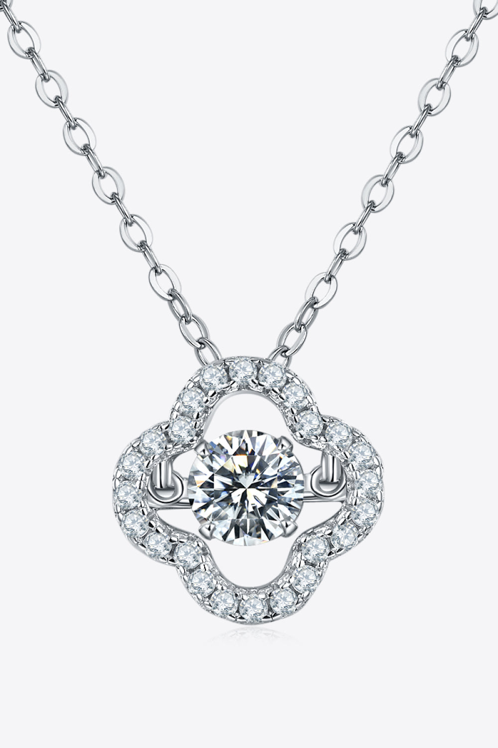 Moissanite Four Leaf Clover Pendant Necklace - Platinum Vermeil- Claude Jewelry Moissanite - Shop claudejewelry.com