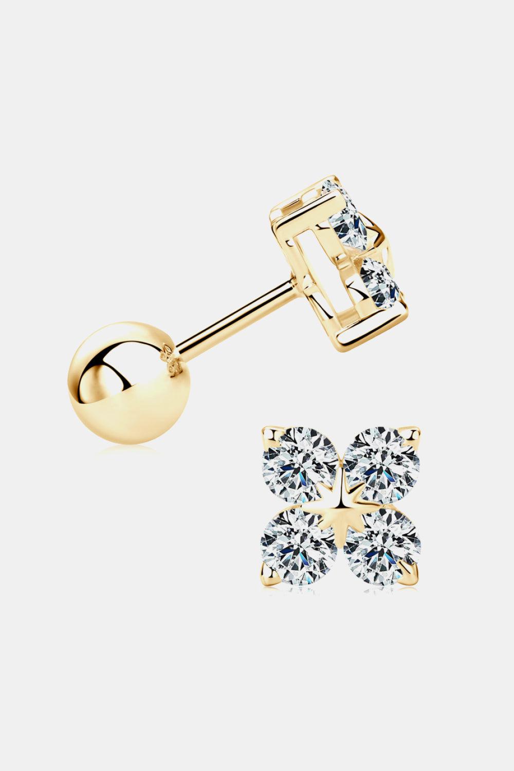 Moissanite Four-Leaf Clover Stud Earrings - 18k Gold Vermeil- Claude Jewelry Moissanite - Shop claudejewelry.com