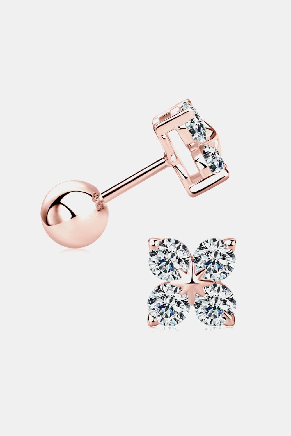 Moissanite Four-Leaf Clover Stud Earrings - 18k Rose Gold Vermeil- Claude Jewelry Moissanite - Shop claudejewelry.com