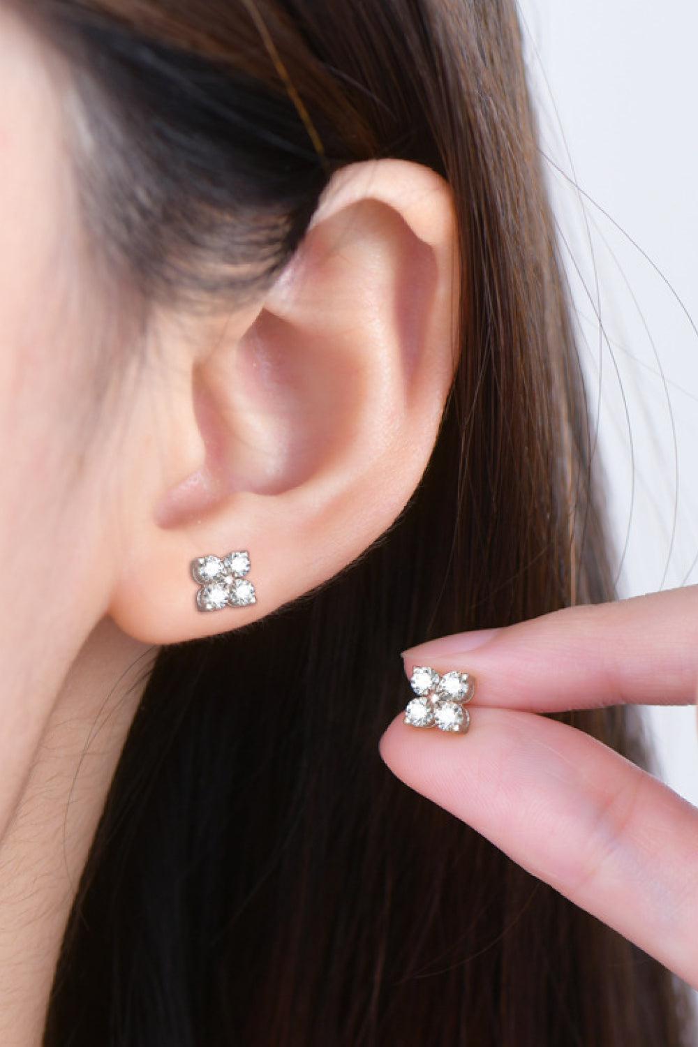 Moissanite Four-Leaf Clover Stud Earrings - - Claude Jewelry Moissanite - Shop claudejewelry.com