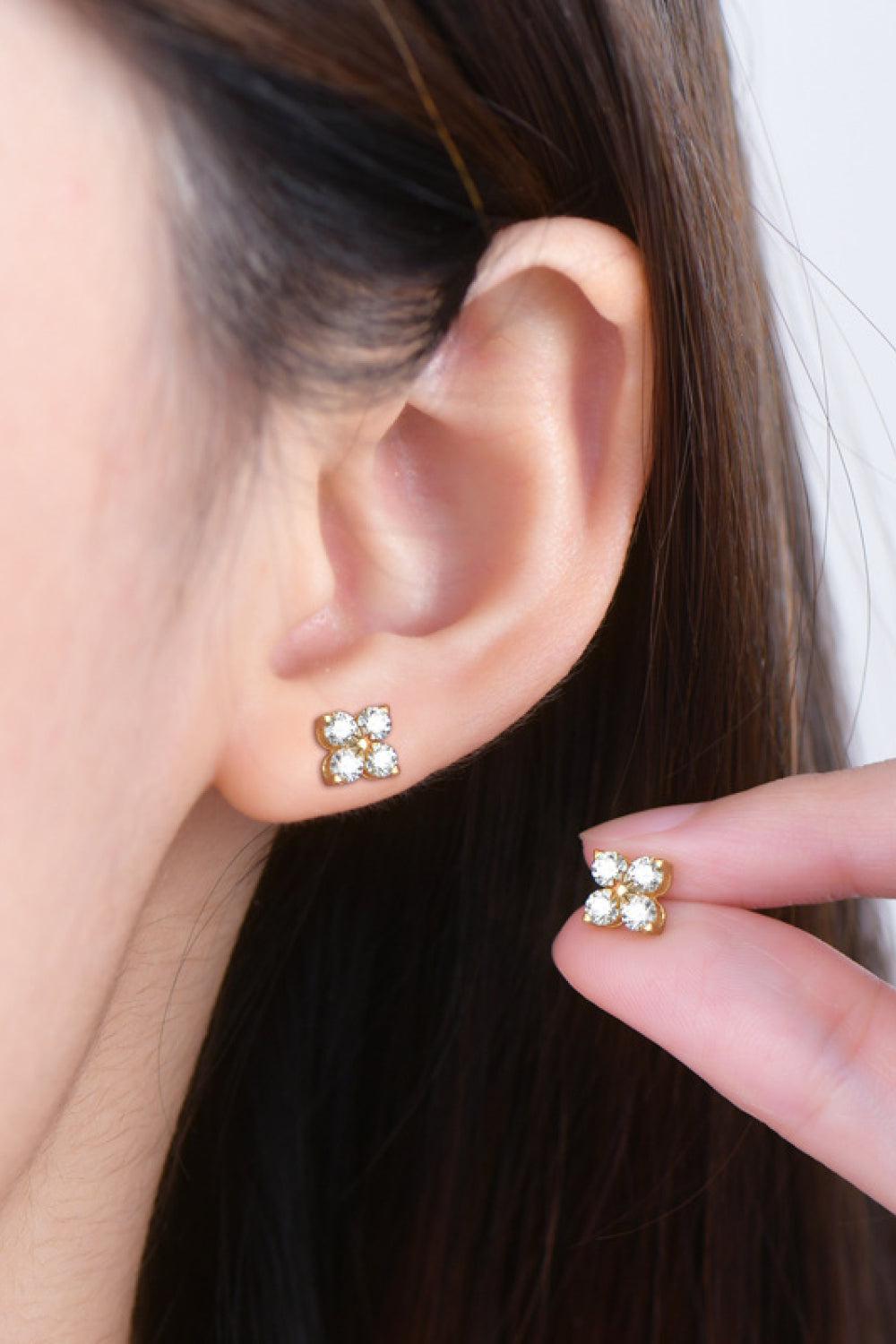 Moissanite Four-Leaf Clover Stud Earrings - - Claude Jewelry Moissanite - Shop claudejewelry.com