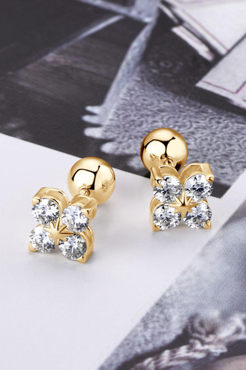 Moissanite Four-Leaf Clover Stud Earrings - - Claude Jewelry Moissanite - Shop claudejewelry.com