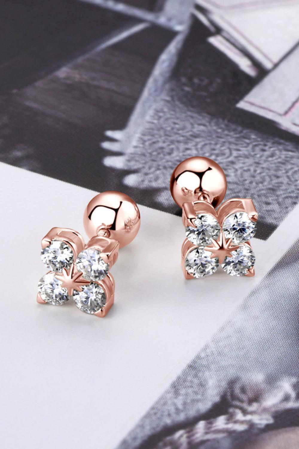 Moissanite Four-Leaf Clover Stud Earrings - - Claude Jewelry Moissanite - Shop claudejewelry.com