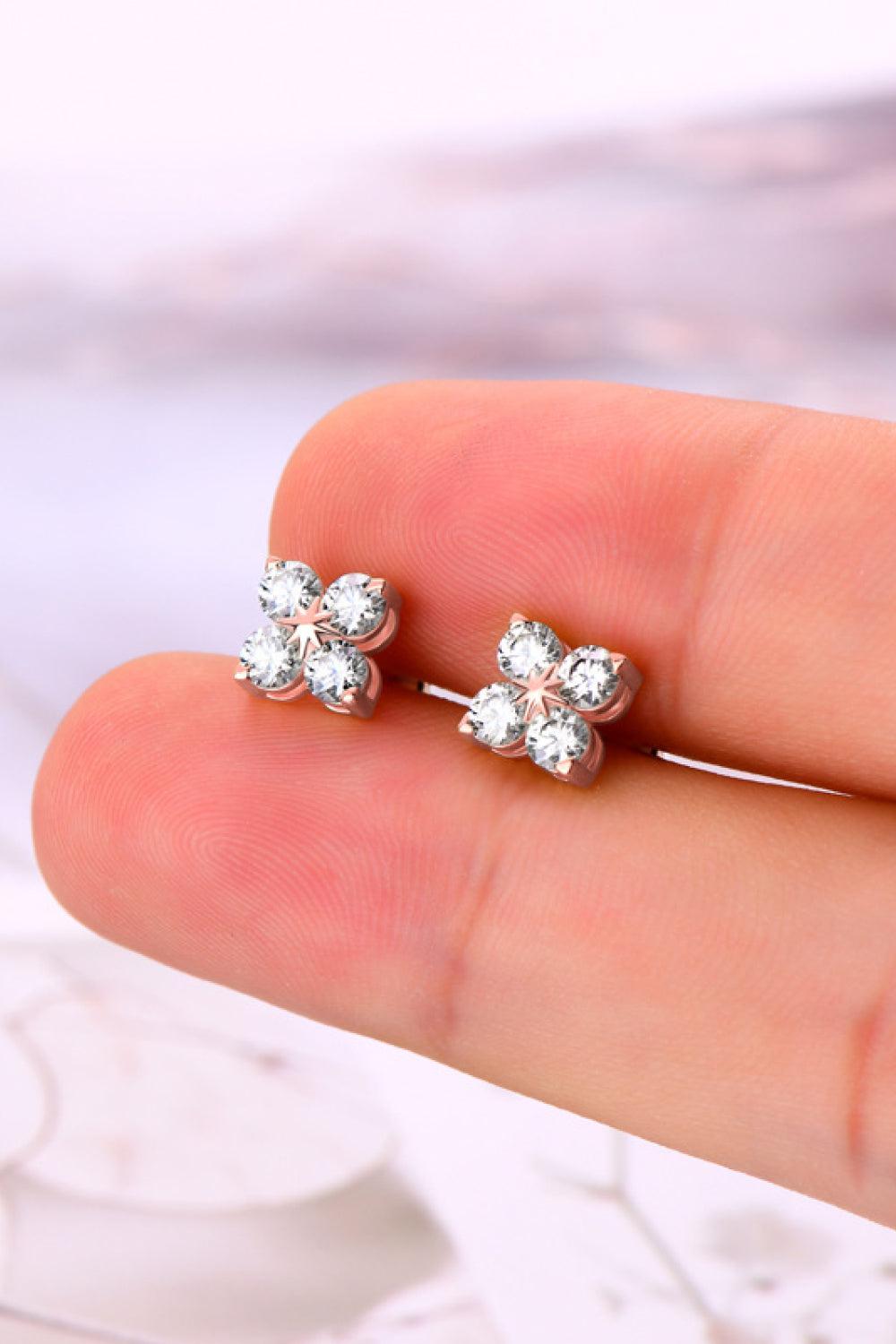 Moissanite Four-Leaf Clover Stud Earrings - - Claude Jewelry Moissanite - Shop claudejewelry.com