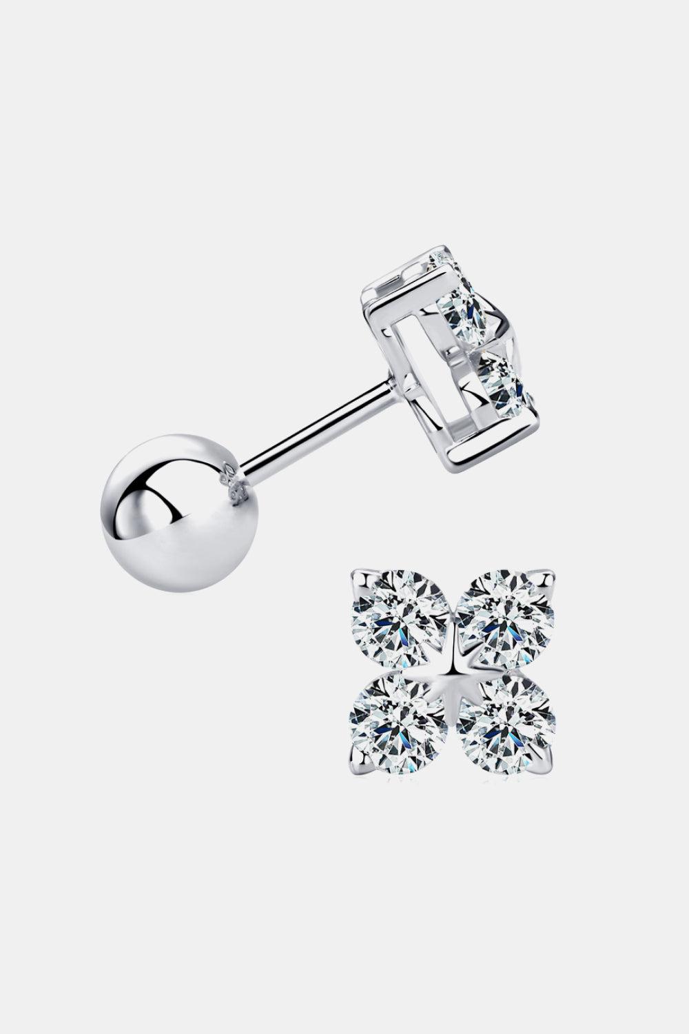 Moissanite Four-Leaf Clover Stud Earrings - Platinum Vermeil- Claude Jewelry Moissanite - Shop claudejewelry.com