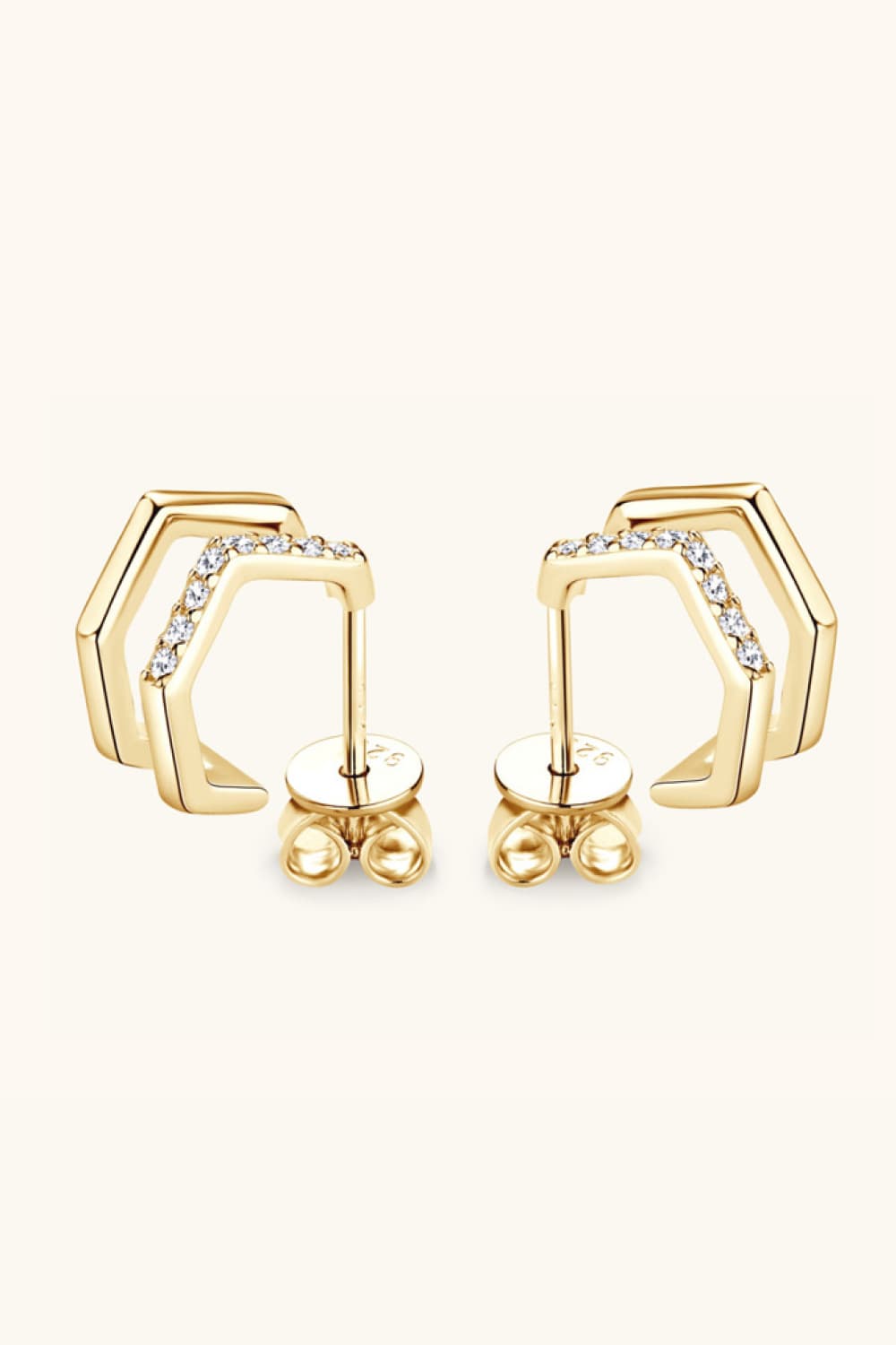 Moissanite Geometric Double-Layered Earrings - - Claude Jewelry Moissanite - Shop claudejewelry.com