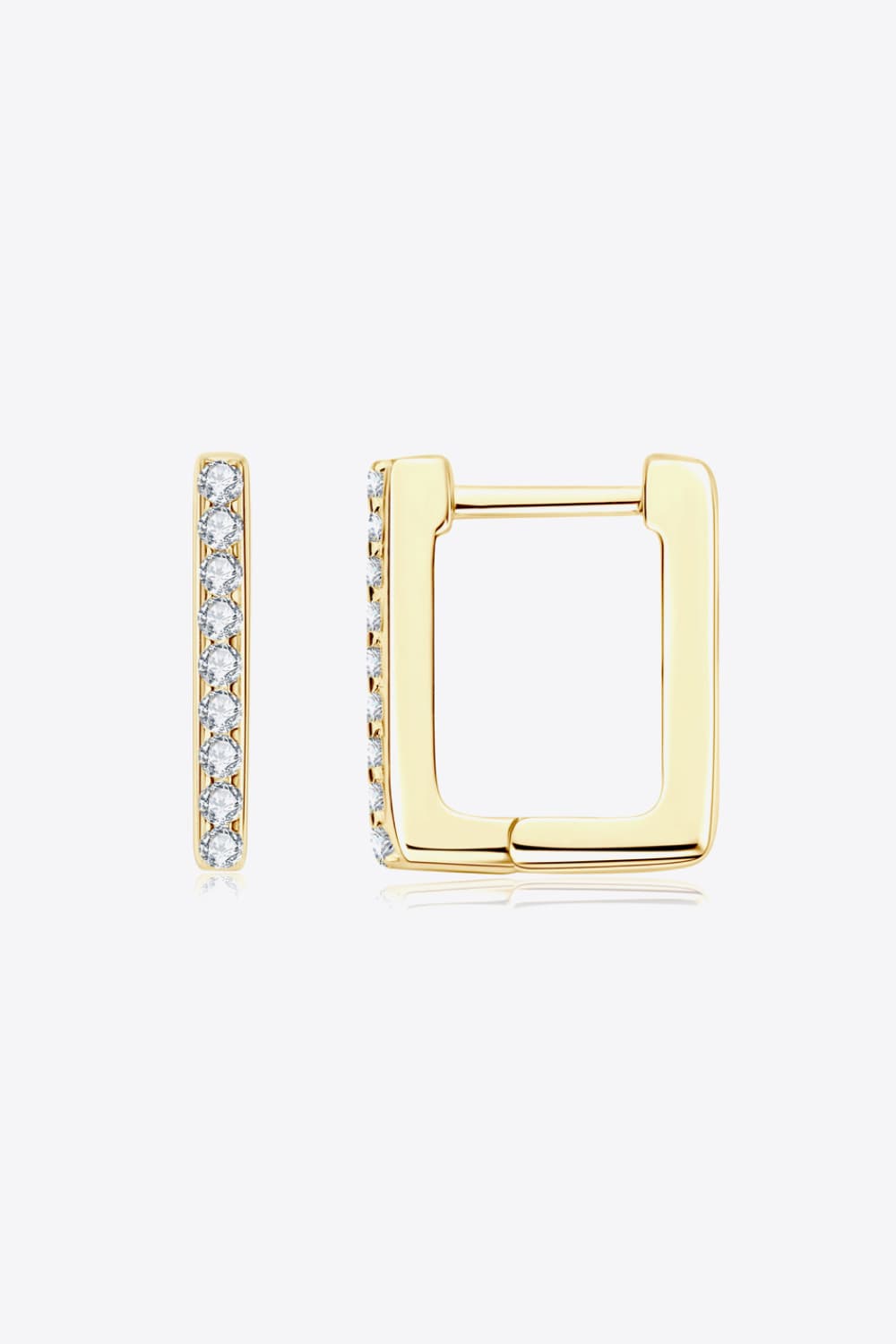 Moissanite Geometric Rectangle Huggie Hoop Earrings - 18k Gold Vermeil- Claude Jewelry Moissanite - Shop claudejewelry.com