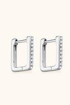 Moissanite Geometric Rectangle Huggie Hoop Earrings - Platinum Vermeil- Claude Jewelry Moissanite - Shop claudejewelry.com